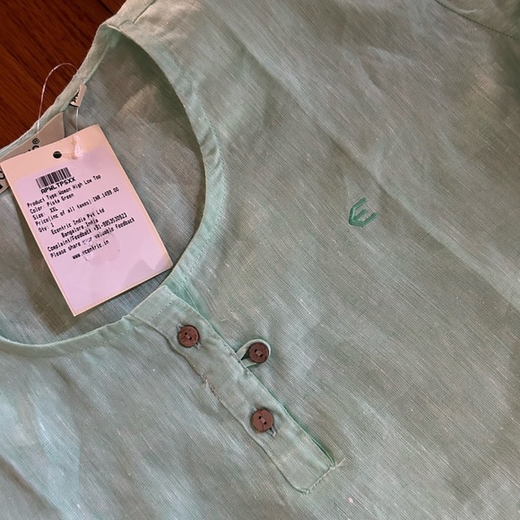 Ecentric Women Teal Green Solid Hemp High low Top Size XXl - Picture 6 of 9